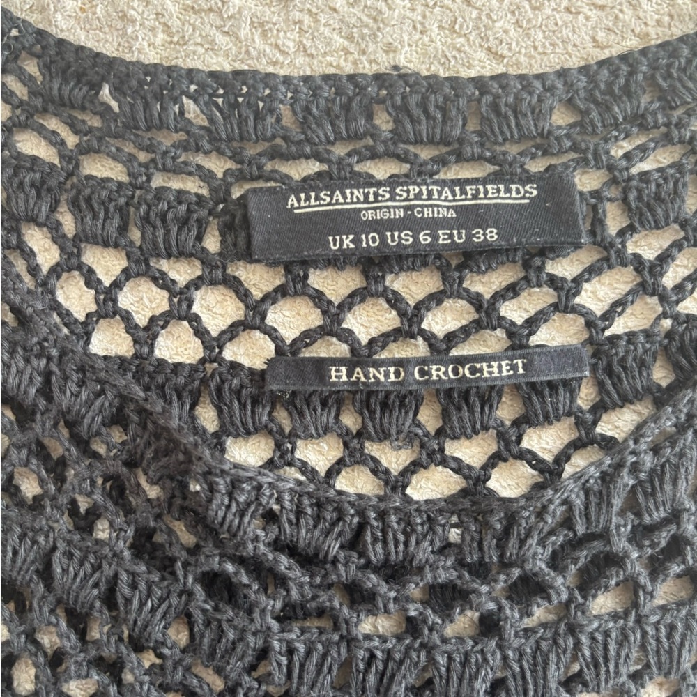 All Saints Black Crochet Swim Coverup